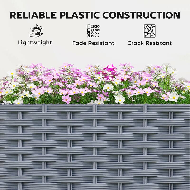 Outsunny Planter Box with Trellis, Self Watering Raised Garden Bed with Lockable Wheels, 56.3" Trellis Privacy Planter