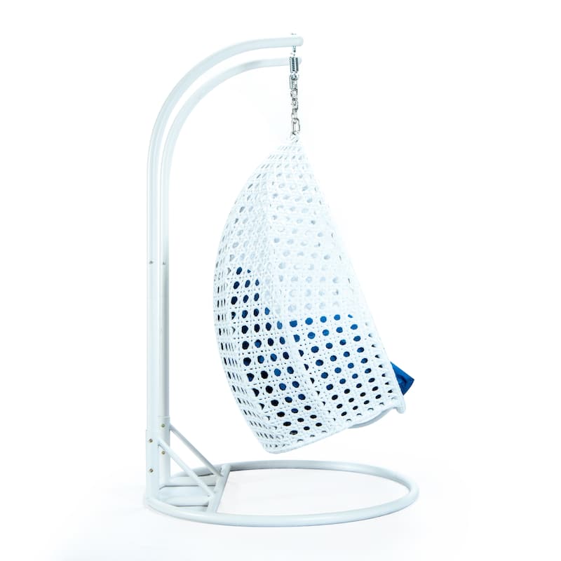 Egg Shaped 2-Person Swing Chair Set with Iron Stand Removable and Washable Cushion for Indoor Outdoor