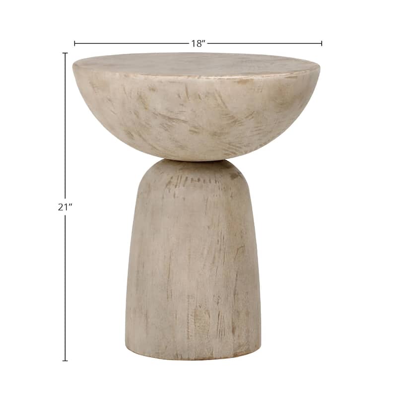 Balak Reclaimed Pine Round Modern Hourglass Side Table, Natural Pine