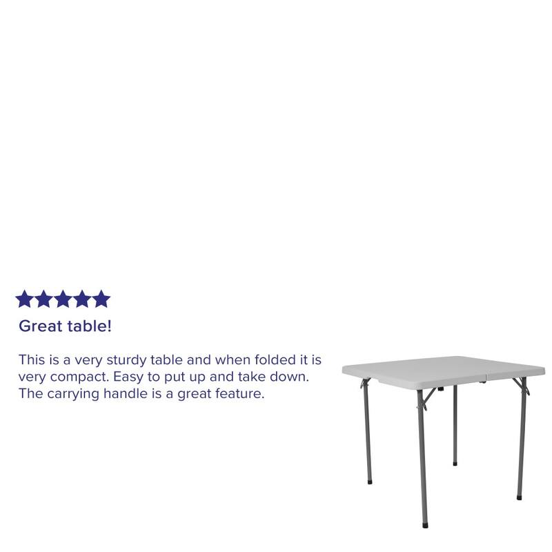 2.79-Foot Square Bi-Fold Plastic Folding Table w/ Carrying Handle
