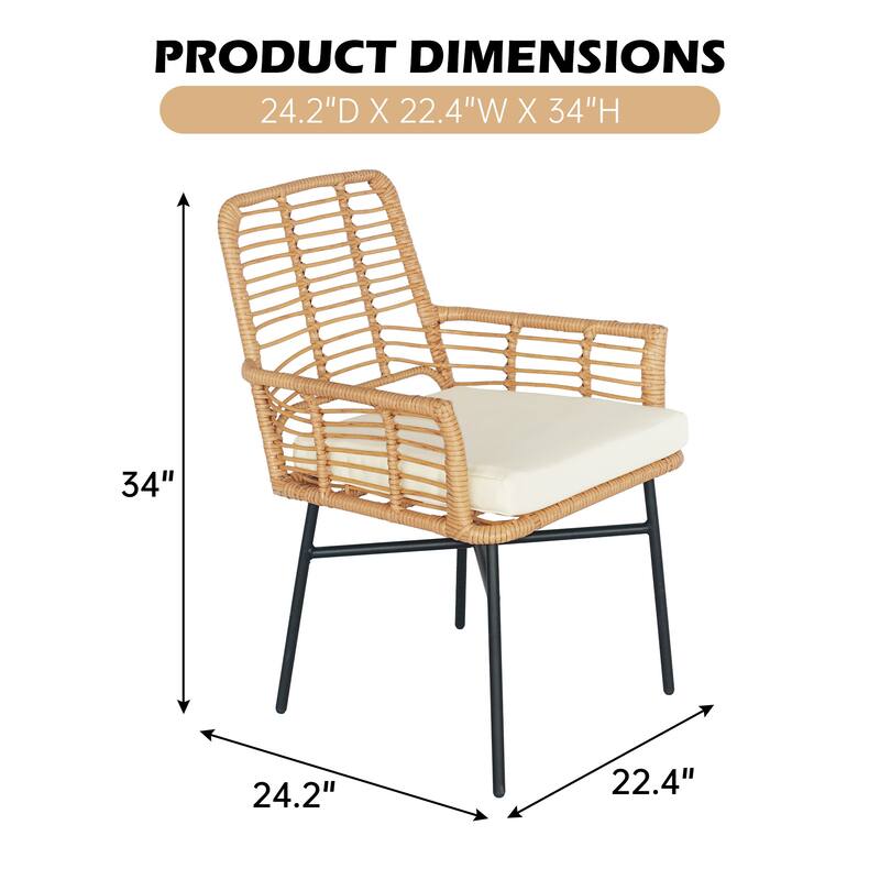 Outdoor Wicker Seating Sets - 22.44"L x 24.21"W x 34.05"H