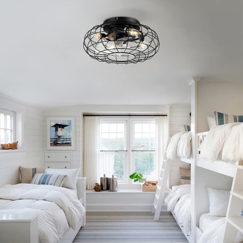 20" Low Profile Bladeless Ceiling Fan with Lights Kit and Remote 6 Wind Speeds Reversible Ceiling Fan(No Included Bulbs)