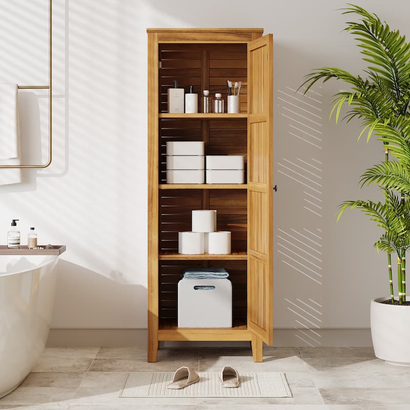 Gribs Acacia Wood Indoor/Outdoor Teak Finish Storage Cabinet by Christopher Knight Home - 61.81" H - Teak