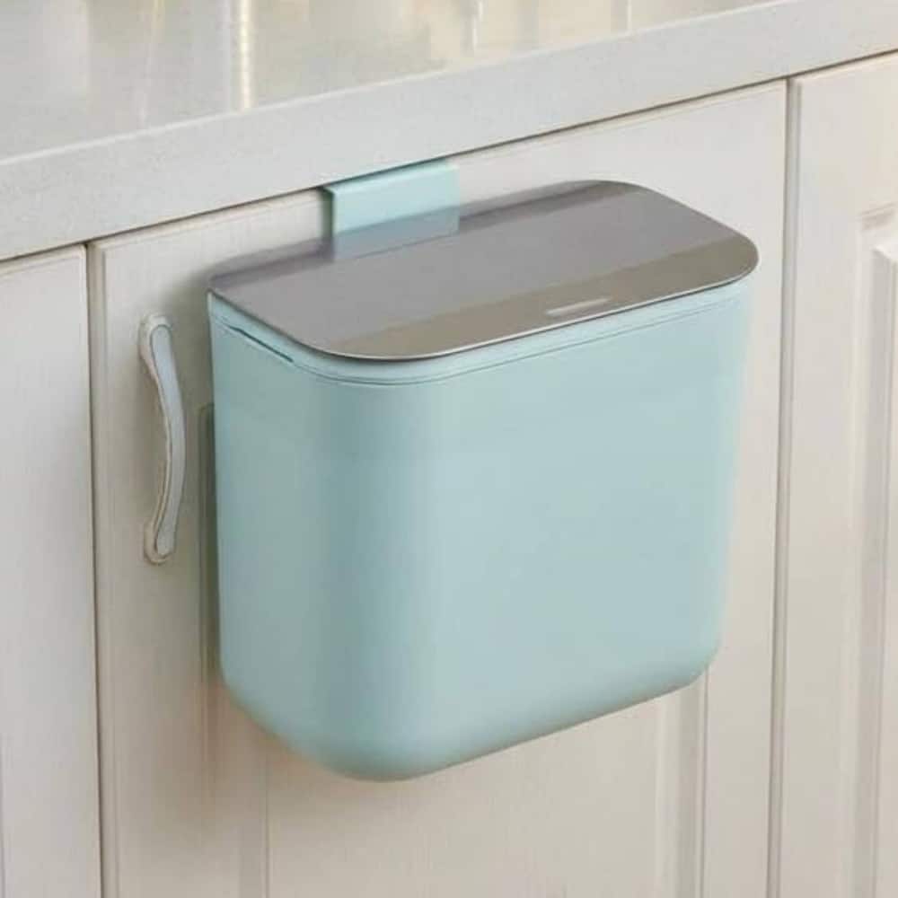 1.85 Gallon Compost Bin Hanging Trash Can with Stainless Steel Lid for Kitchen、Bathroom