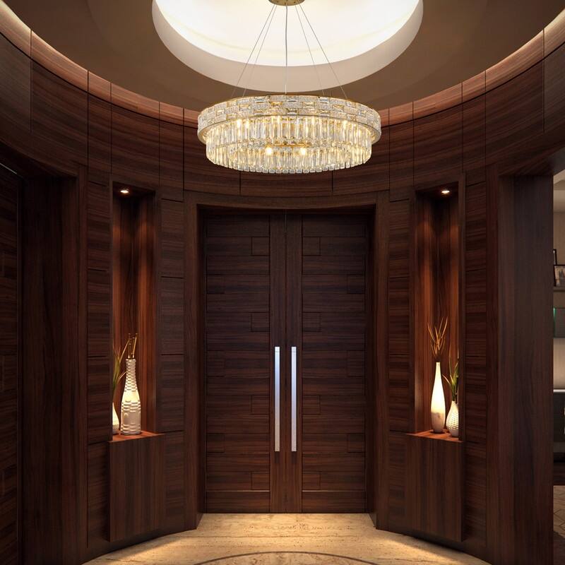 KAYLA Crystal Chandelier - Large K9 Crystal Pendant Light for High Ceilings, Entryway, Foyer, Dining Room & Living Room