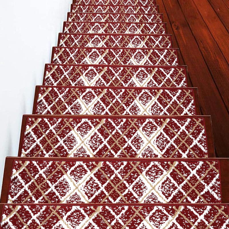 SUSSEXHOME Modern Collection Stair Treads - 10-PACK - Red
