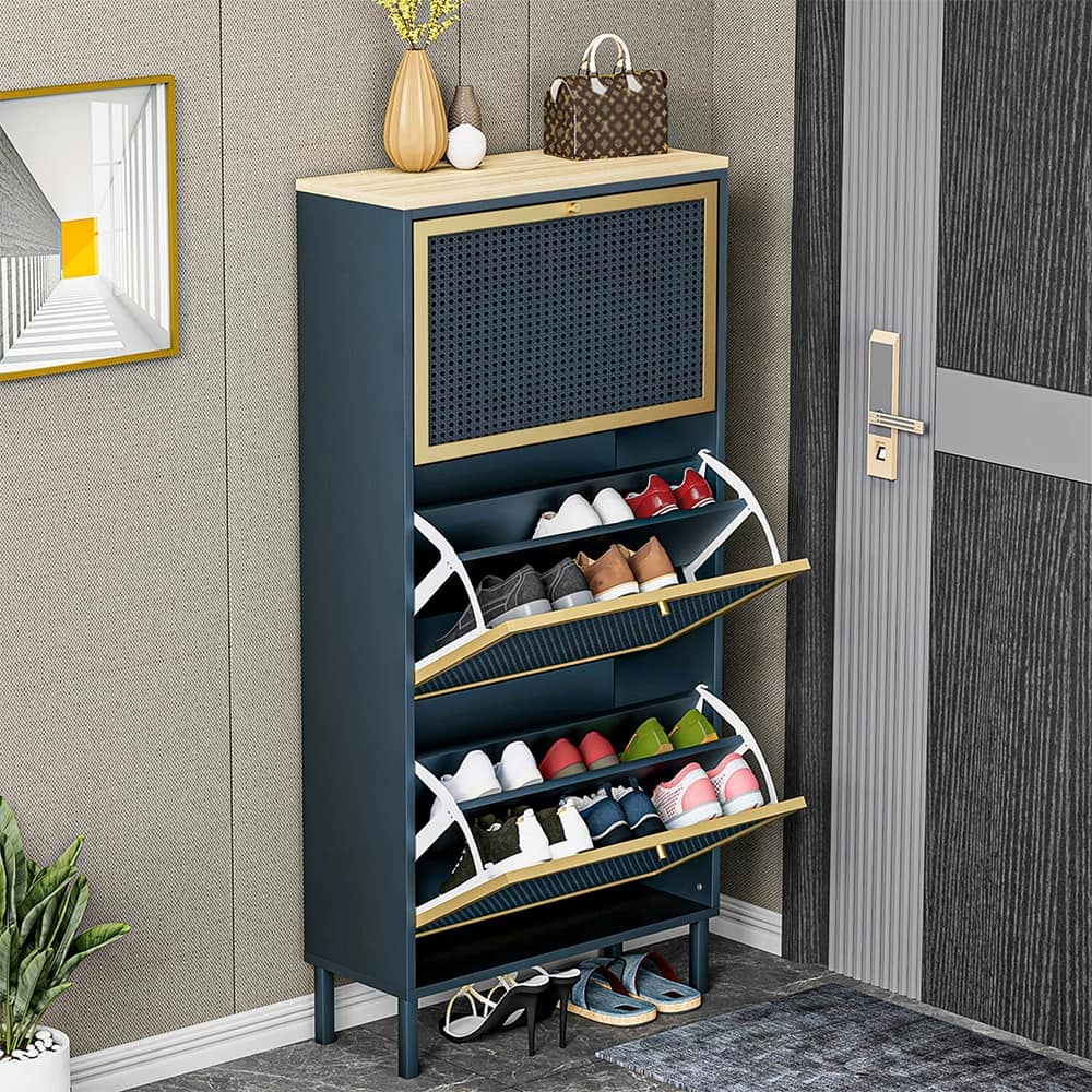 Shoe Storage Cabinet with 3 Flip Drawers Shoe Organizer w/Mesh Door - 23.63" x 9.26" x 49.22"H