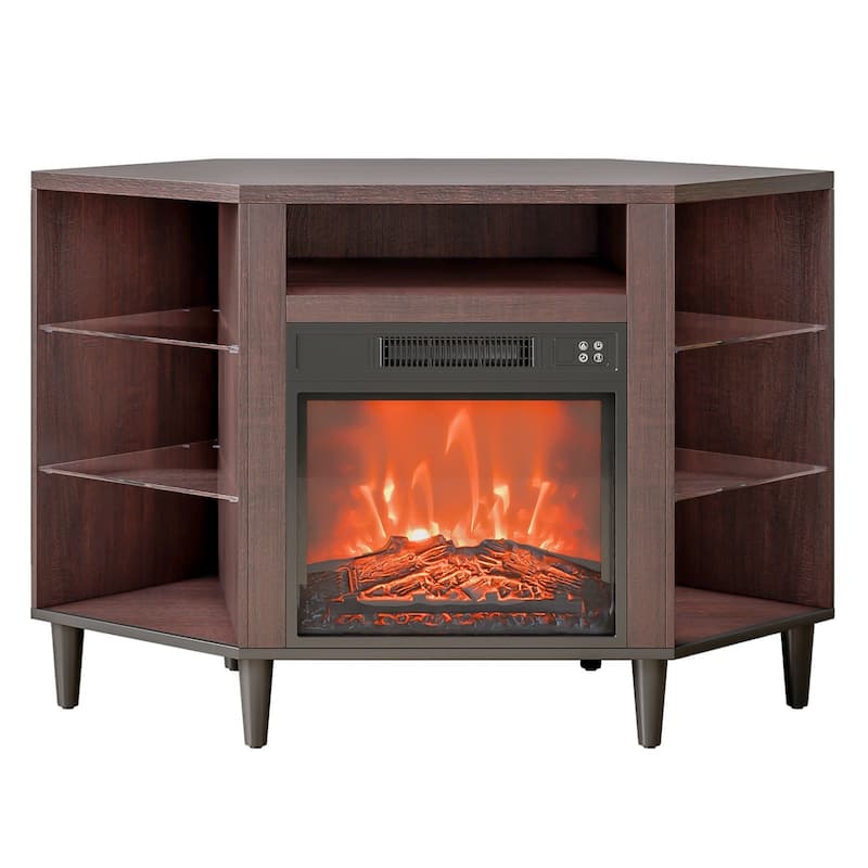 TV Stand with Fireplace Insert LED Lighting Storage for Living Room - 45 x 22.01 x 29.80 in