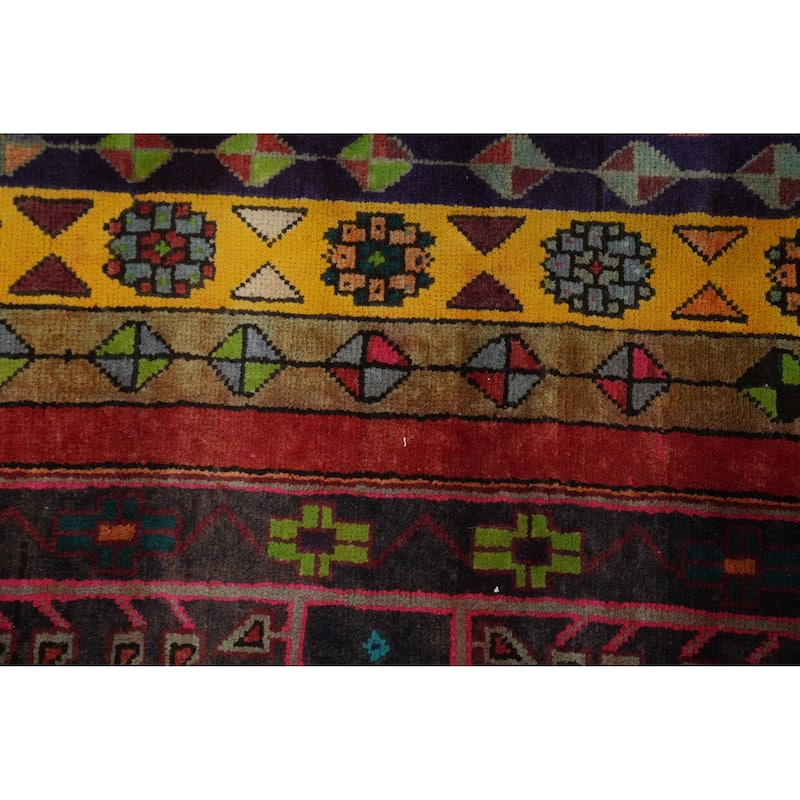 Hand Knotted Oriental 100% Wool Carpet Traditional Geometric Brown Ardebil Runner Rug - 9' 6'' X 4' 0''