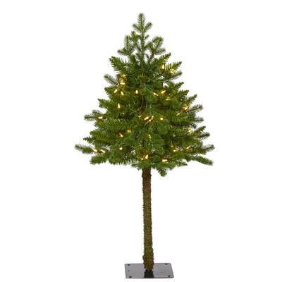 3' Swiss Alpine Christmas Tree with 50 Clear LED Lights - Green