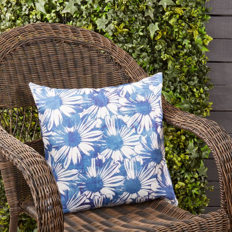 Fresh Floral Outdoor Poly Filled Throw Pillow