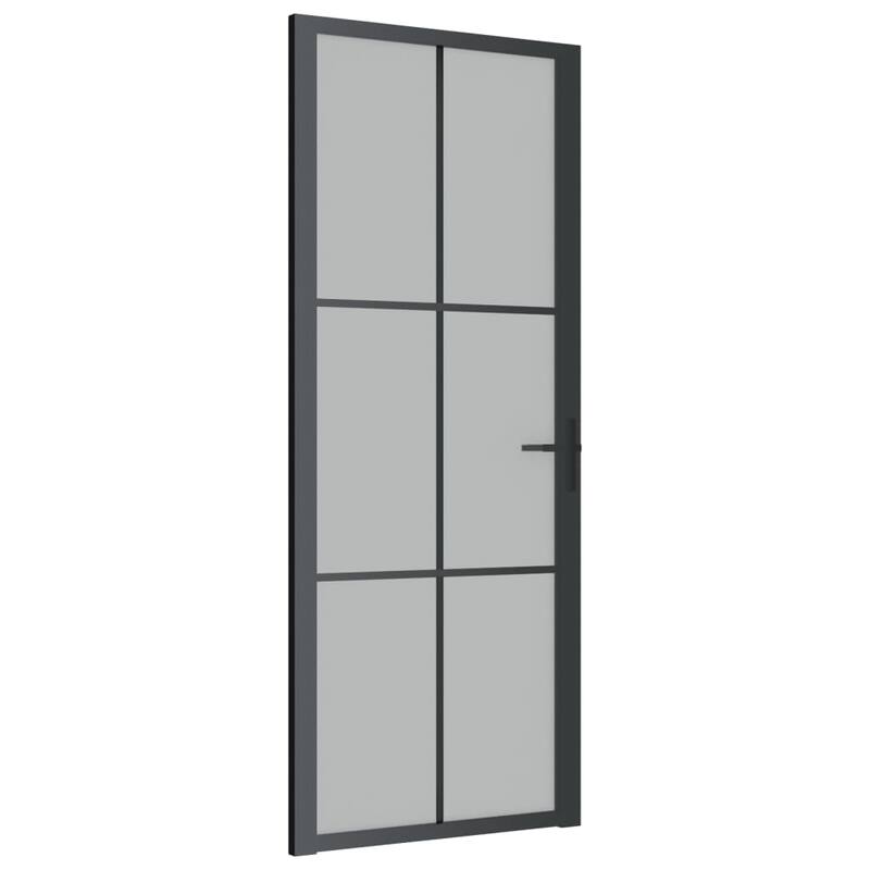 vidaXL Glass Door Interior Door with Alloy Handle ESG Glass and Aluminum Black