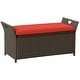 preview thumbnail 2 of 8, Outsunny 27 Gallon Patio Wicker Storage Bench, Outdoor PE Rattan Patio Furniture, Two-In-One Large Capacity Footstool