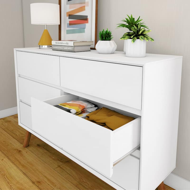 Max and Lily Mid-Century Modern 6-Drawer Dresser