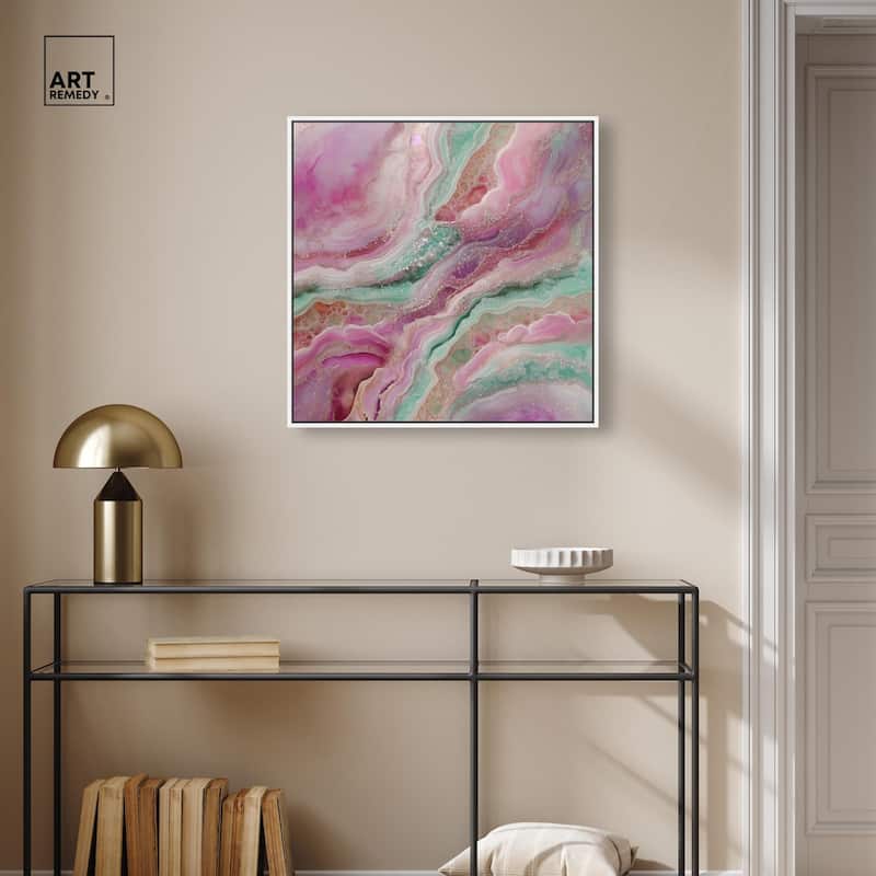 Pink and Mint Crystal IV Canvas by Art Remedy