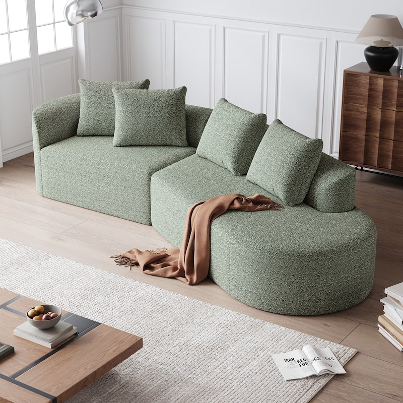 GDFStudio - Thalric Chenille 4-Seater Oversized Sectional Sofa with Pillows
