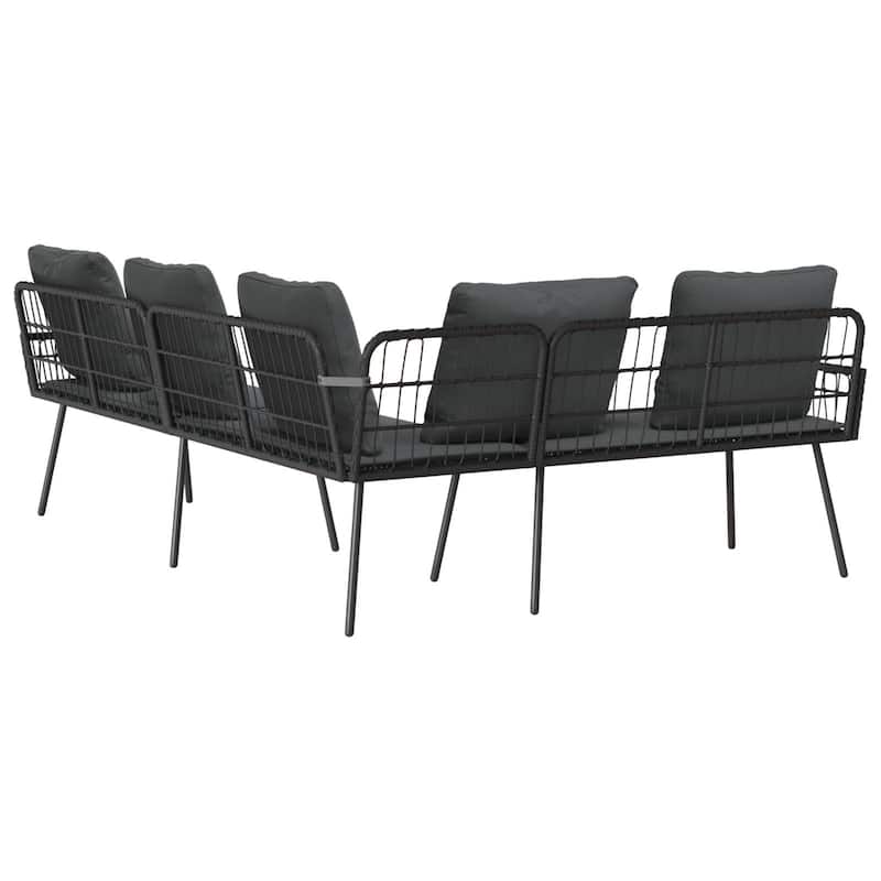 vidaXL L-Shaped Sofa Black/Natural Poly Rattan