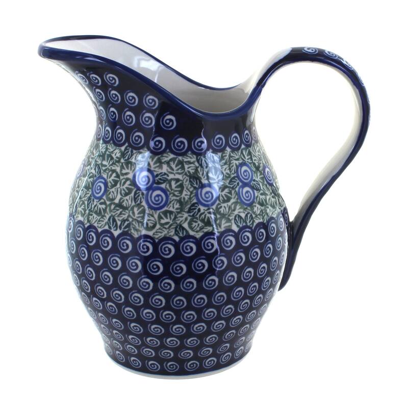 Blue Rose Polish Pottery 1160 Zaklady Pitcher - Seaside Swirl