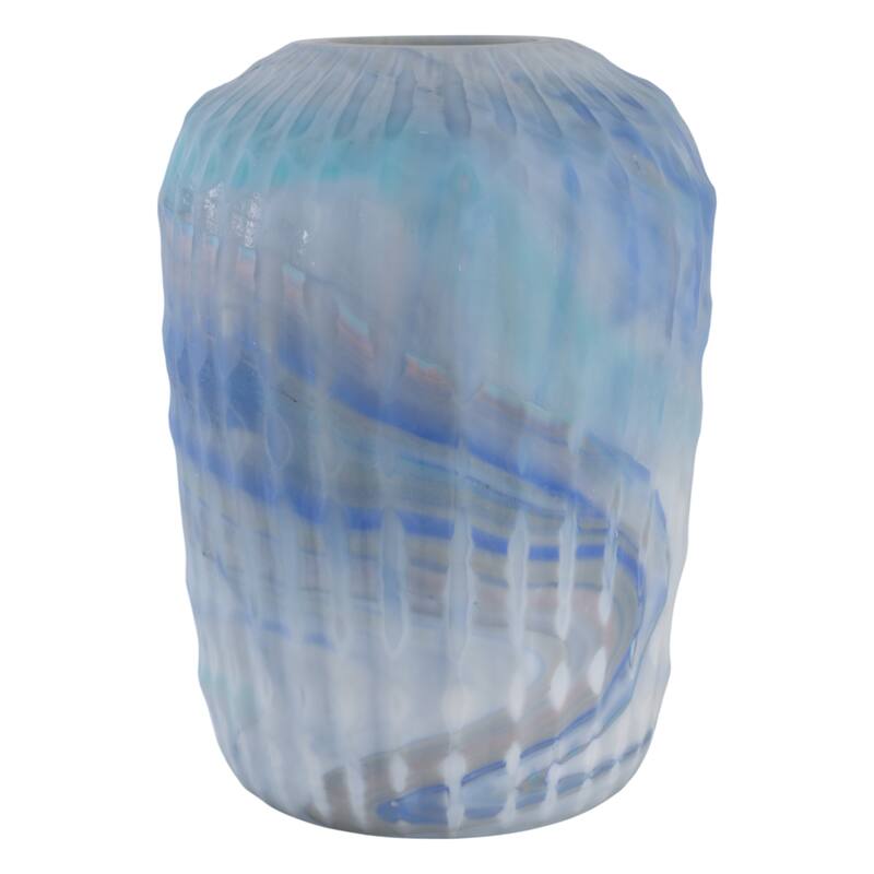 Glass Vase Ribbed Abstract Pattern for Flower Arrangement Home Decor