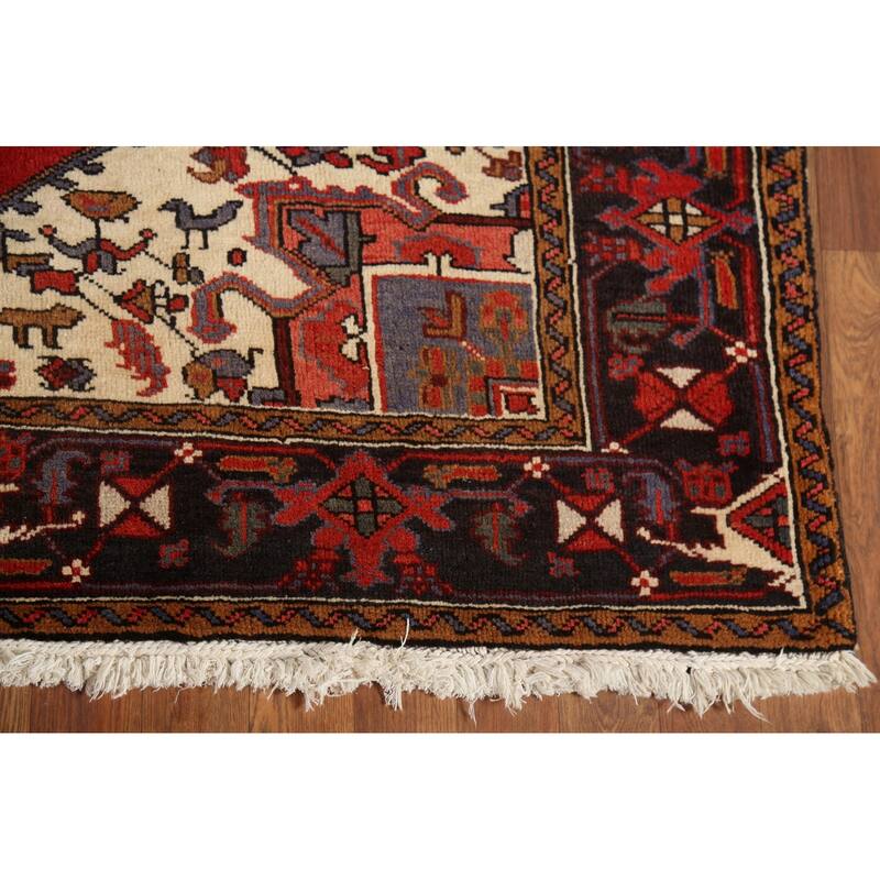 Geometric Heriz Persian Area Rug Handmade Wool Carpet - 5'0"x 6'3"