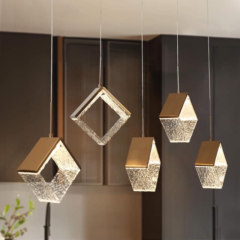 Modern LED Gold 5-Light Chandelier Kitchen Island Light for Dining Room - W 40.1" * H 11.8" * D 7.7"