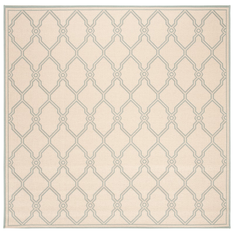 SAFAVIEH Linden Jeri Indoor/ Outdoor Waterproof Patio Backyard Rug - 6'7" Square - Cream/Aqua