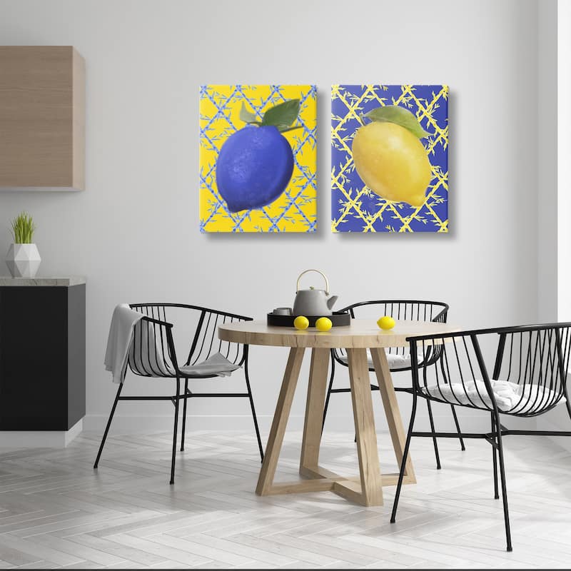 Stupell Bold Blue & Yellow Lemons Canvas Wall Art Design By Matthew Piotrowicz (Set of 2)