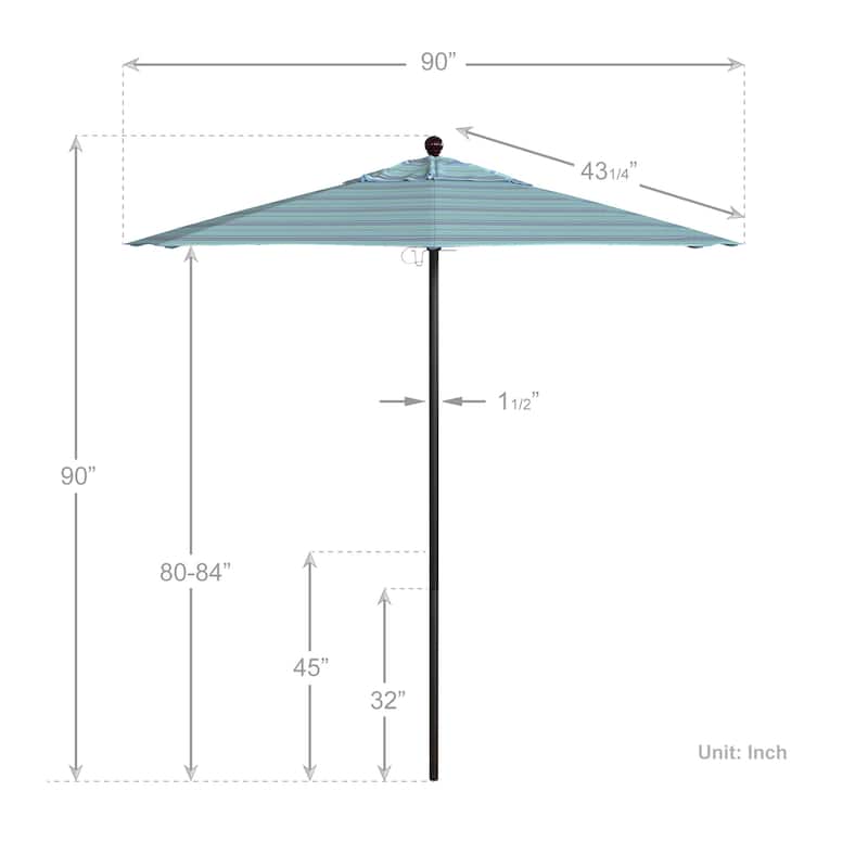 California Umbrella 7.5' Venture Series Patio Umbrella, Bronze Aluminum Pole Fiberglass Ribs Push Lift, Sunbrella Cilantro