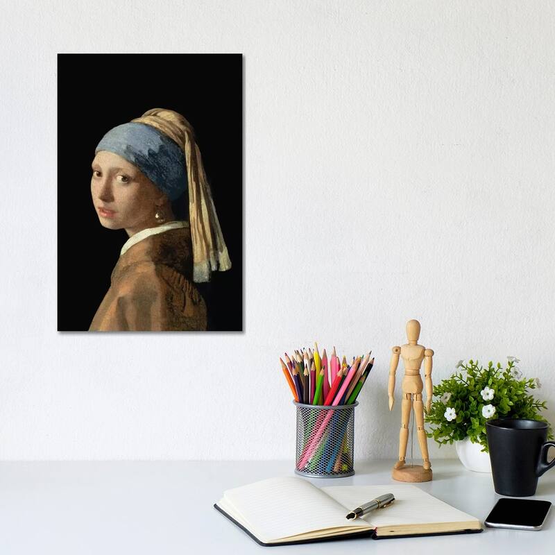 iCanvas "Girl with a Pearl Earring, c.1665-6 " by Johannes Vermeer Canvas Print - 12x8x0.75
