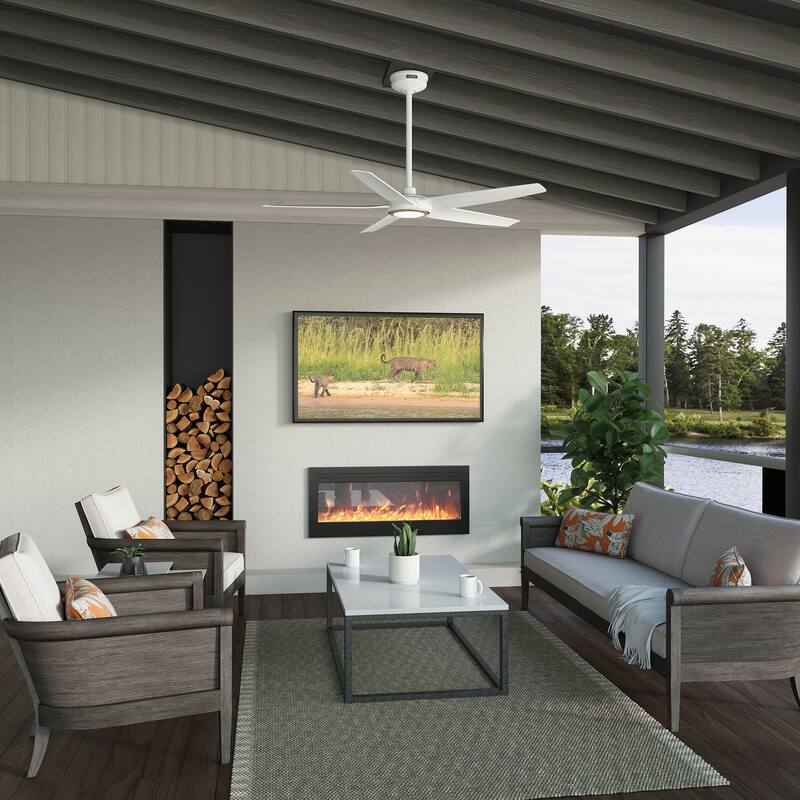 Hunter Zentech Wi-Fi ENERGY STAR Damp Rated Ceiling Fan w/ LED Light and Handheld Remote - Modern & Contemporary - SMART FAN!