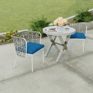 19 x 17 Blue Solid Outdoor Seat Cushion with Ties Set of 2 19 W x 17 L x 2 H Bed Bath Beyond 37233923