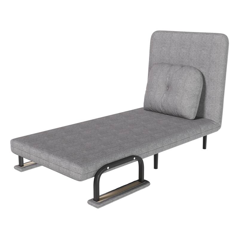 Folding Chair Bed, Convertible Sleeper Sofa 5 in 1 Folding Bed with 5-Position Adjustable Backrest & Pillow, Floor Single Chairs