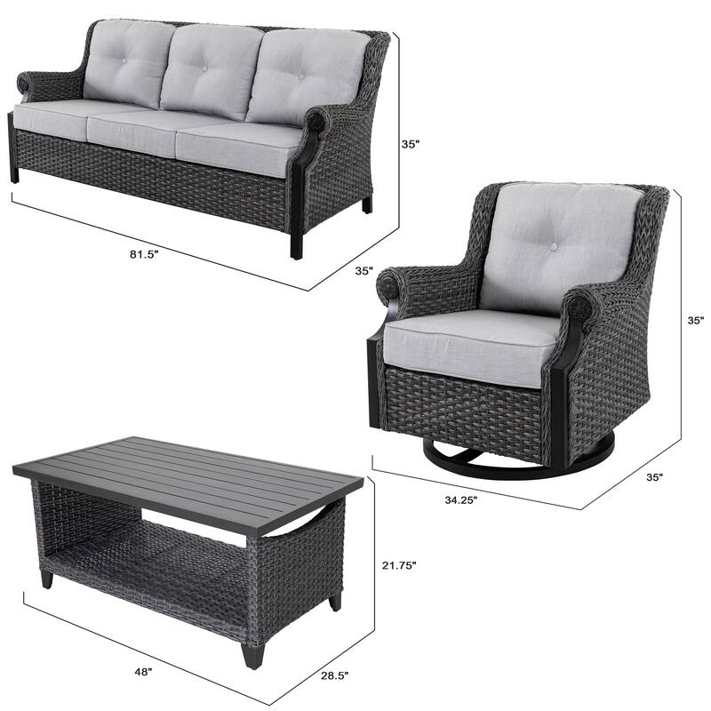 Lassen 4-Piece Outdoor Aluminum Rattan Sofa Set