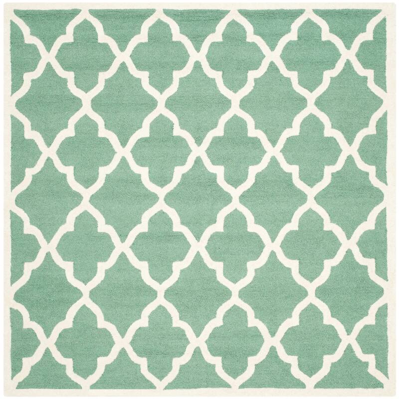 SAFAVIEH Handmade Cambridge Tinca Modern Moroccan Wool Rug - 6' Square - Teal/Ivory