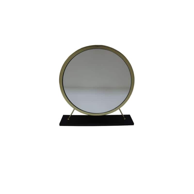 HomeRoots 19" Brass Round Metal Framed Freestanding Mirror - 19' X '19' X '4