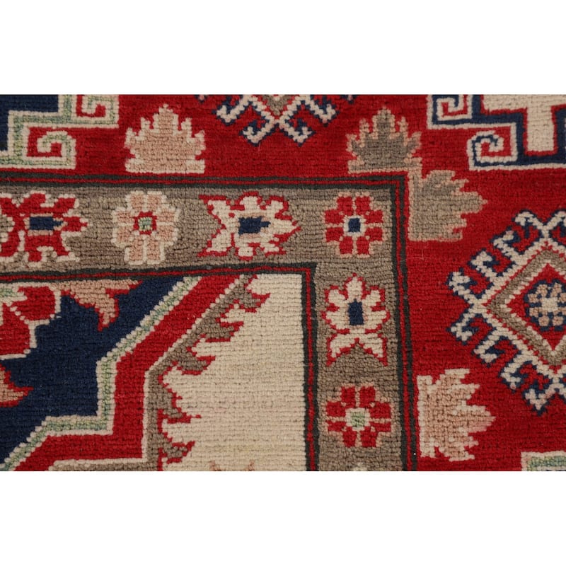 Ivory Kazak Oriental Area Rug Hand-Knotted Wool Carpet - 6'7" x 9'8"