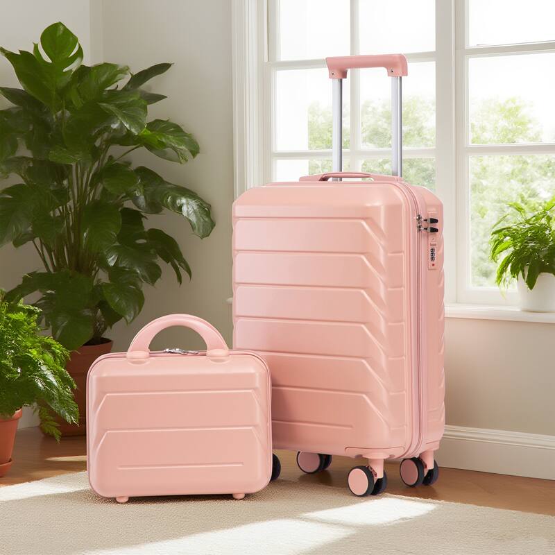 14"/20" 2 pcs/set in ABS Spinner Wheel Luggage, with Combination Lock,14" Cosmetic Case
