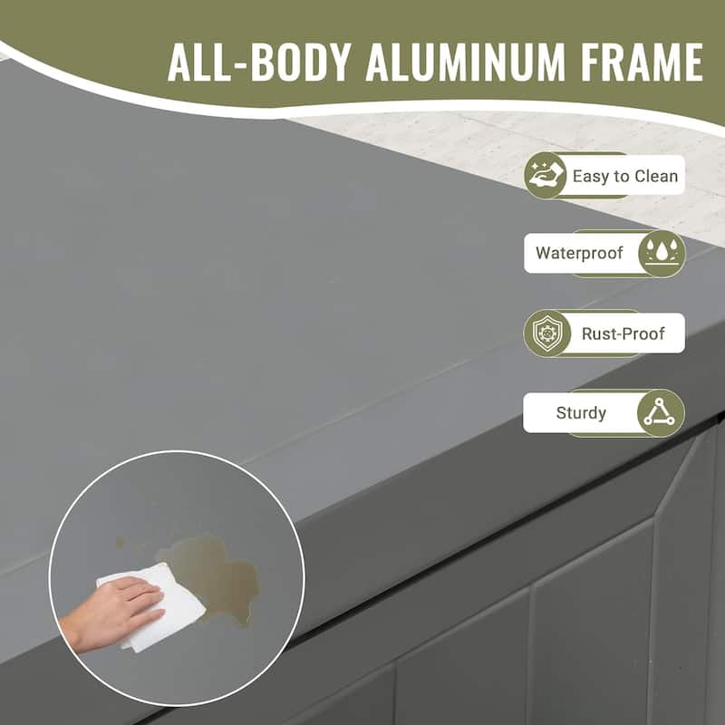 Outdoor Kitchen Island with Storage, Aluminum Kitchen Storage Island Outdoor Grill Table - Grey