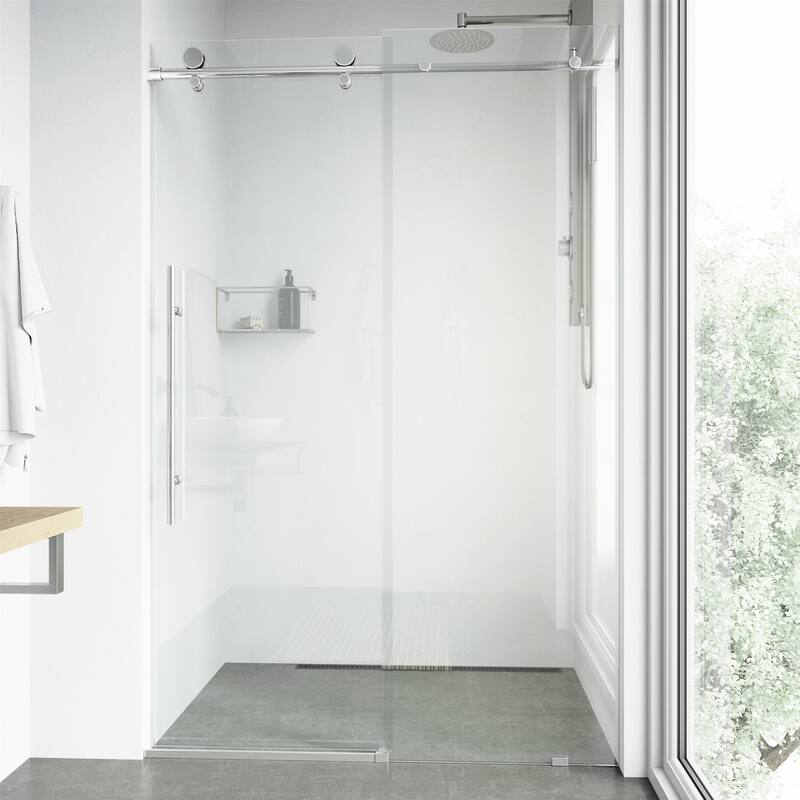 VIGO Elan E-Class Frameless Sliding Shower Door - 60" to 64" W x 76" H - Chrome