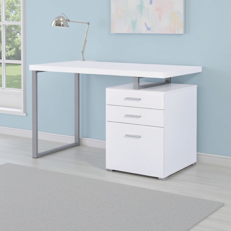 Superb white Office Desk with Reversible Set-Up