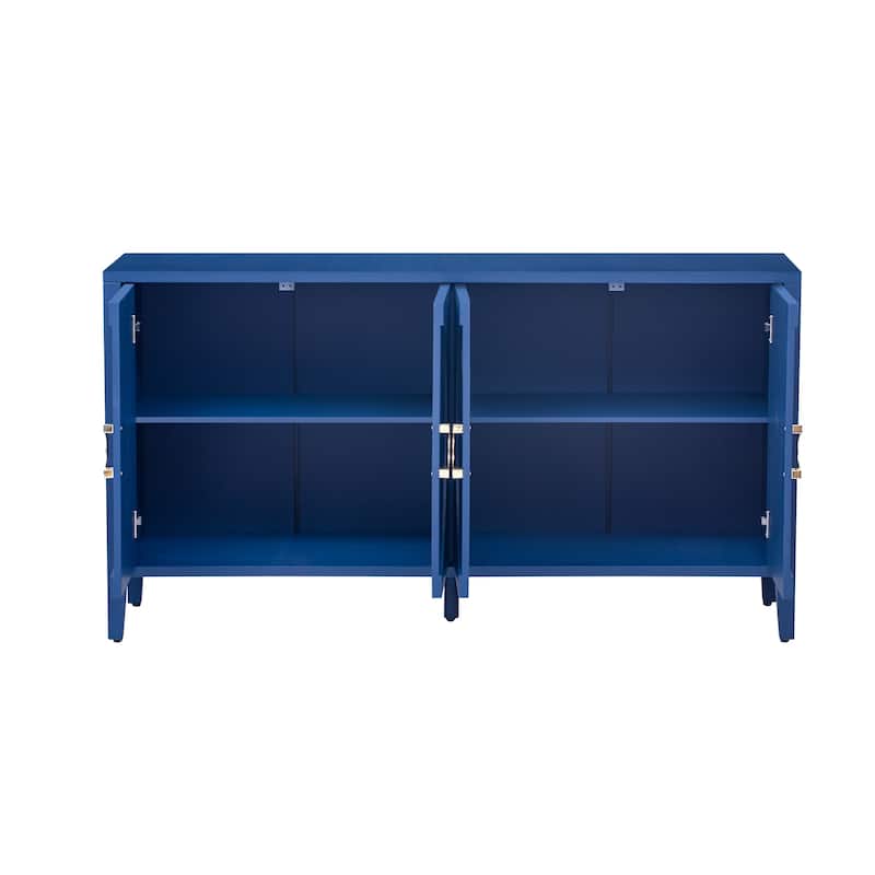 4 Door Cupboard Sideboard with Rounded Door Accent, Storage Cabinet with Metal Support legs and Rounded Metal Door Handle
