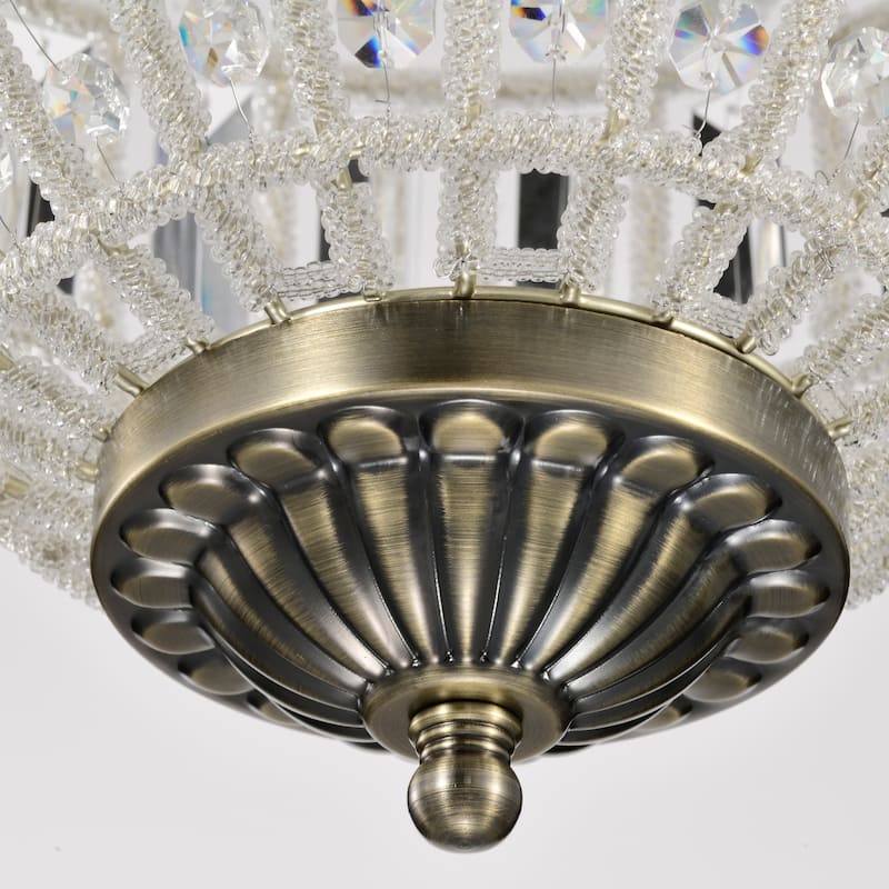 Gaskara 3-light 11-inch Crystal Antique Gold Globe Pendant