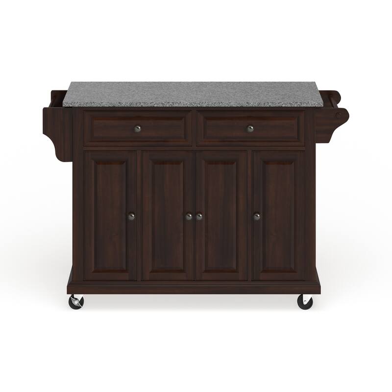 Crosley Full Size Granite Top Vintage Mahogany Kitchen Cart - 18"d x 51.5"w x 36"h