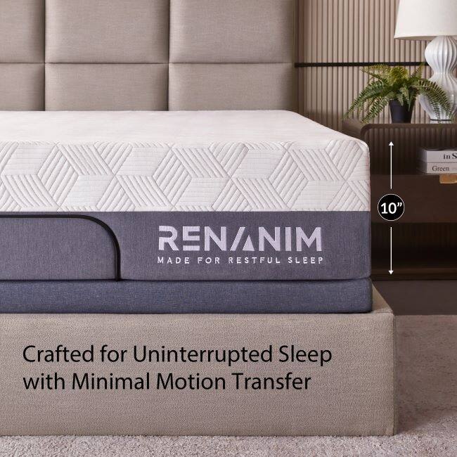 Renanim Hybrid Foam Mattress-in-a-Box, Cooler Sleep, Breathable, Supportive, Pressure Relief