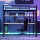 preview thumbnail 3 of 11, Full Size Metal Loft Bed with Storage Shelf and LED Light, Iron Mesh