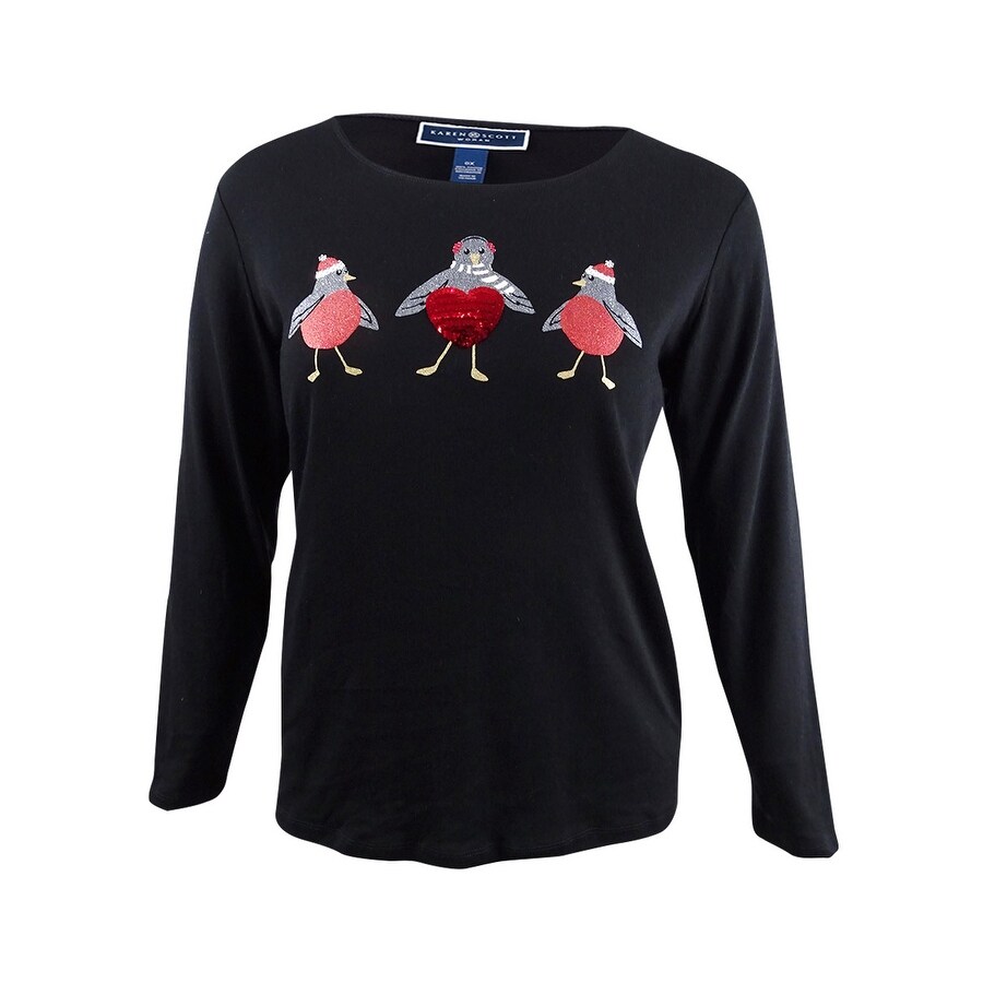 Shop Karen Scott Women S Plus Size Bird Holiday Graphic Top T