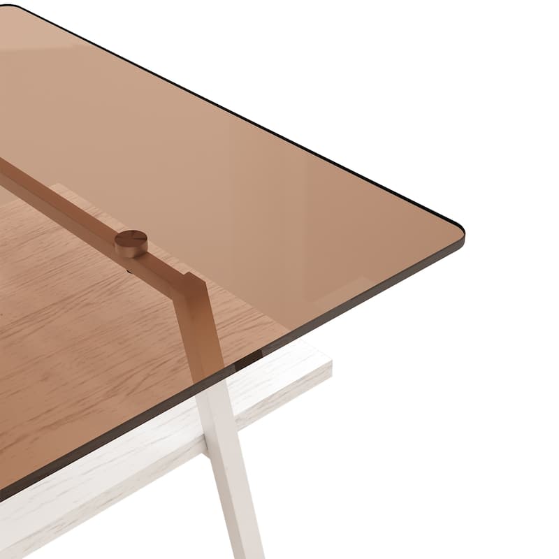 38x22'' Rectangle Coffee Table with Tempered Glass Tabletop
