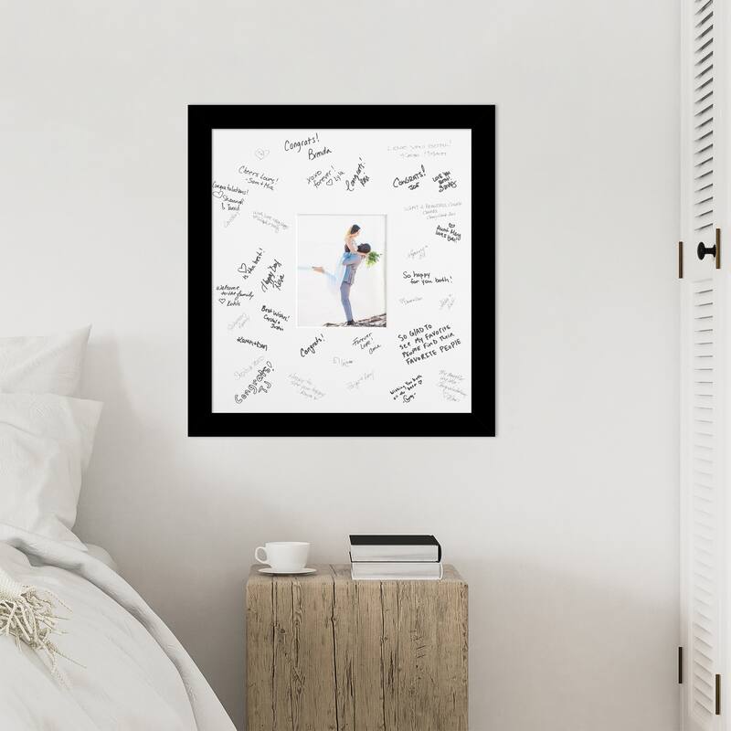 Basic Signature Mat Picture Frame - Autograph Photo Frame Guest Book Alternative for Weddings, Graduations, or Retirement