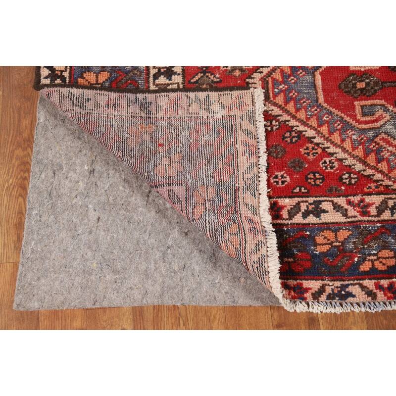 Distressed Bakhtiari Persian Vintage Rug Handmade Red Wool Carpet - 4'10"x 9'10"