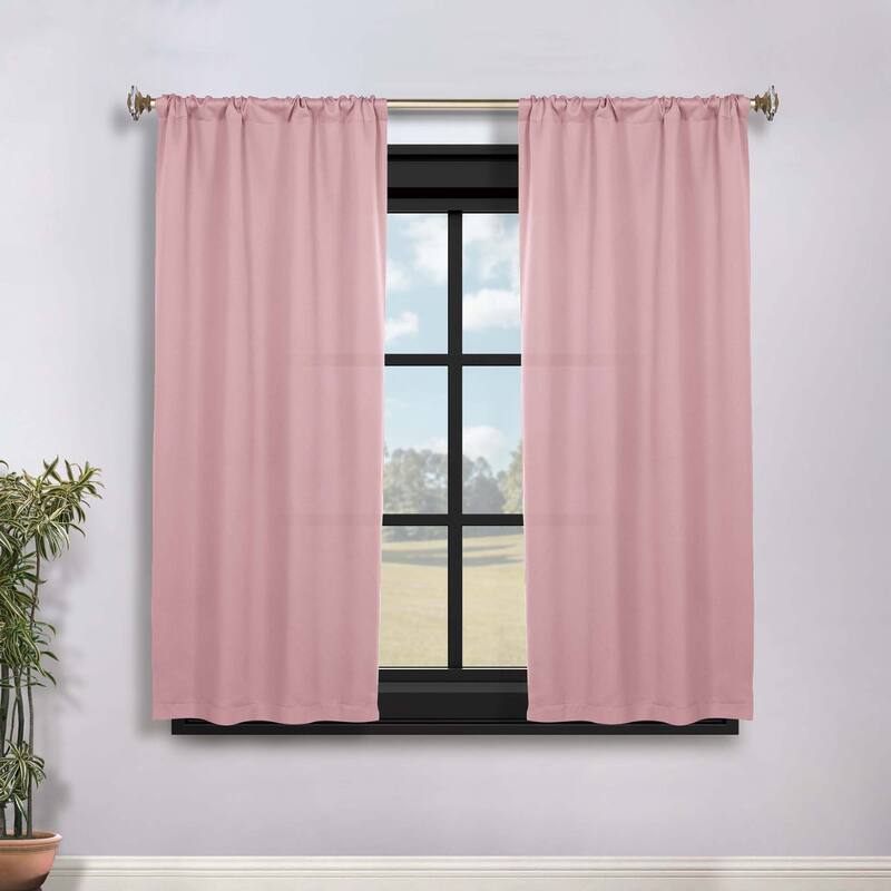 Superior Solid Machine Washable Room Darkening Semi-Blackout Curtains, Set of 2